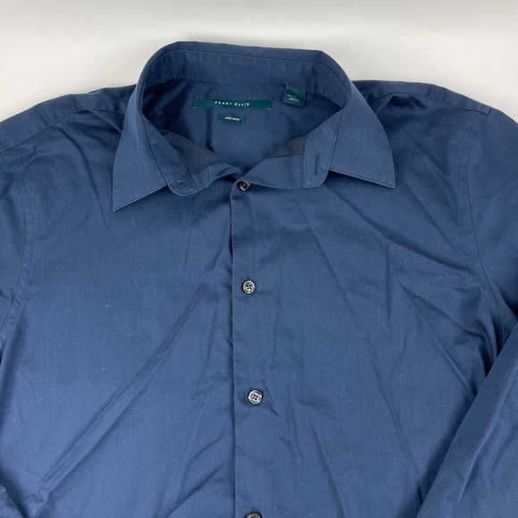 Perry Ellis Button Up Shirt Mens Medium Blue Non Iron - Picture 3 of 7